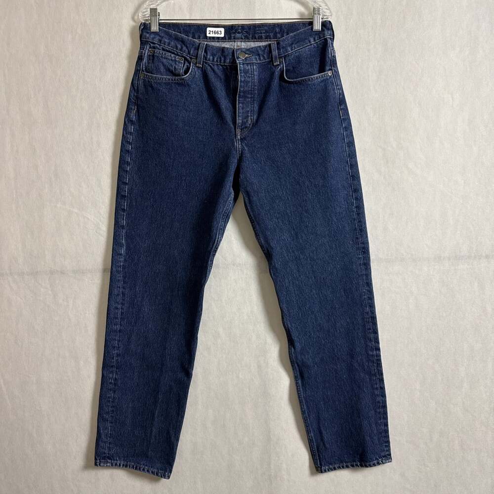 COS Women's Size 31 Dark Wash Rigid Relaxed Fit Mid-Rise Cropped Length Jeans